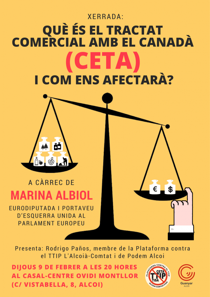 La portaveu d’EU al Parlament Europeu ofereix una xarrada sobre el CETA a Alcoi