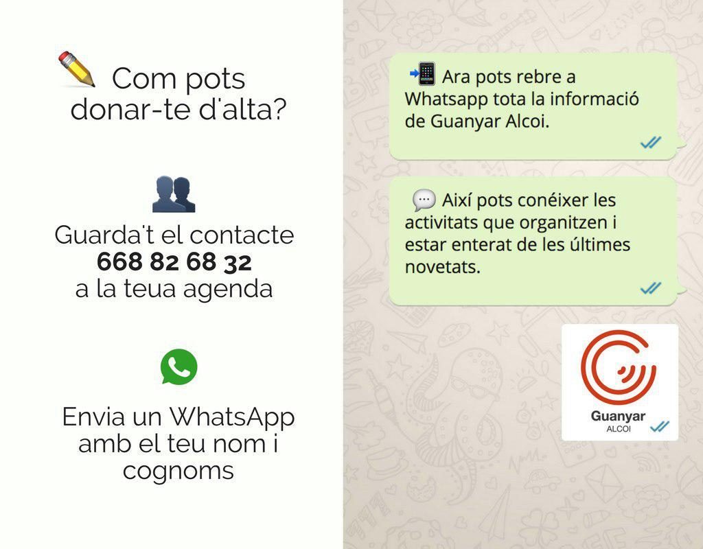 Guanyar Alcoi estrena servei d'informació a través de WhatsApp